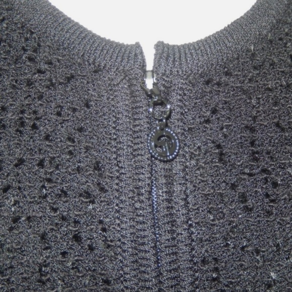 St. John Collection Knits Suit Jacket Black Boucle Zip Cardigan Sweater 8 Nwt - Picture 6 of 8